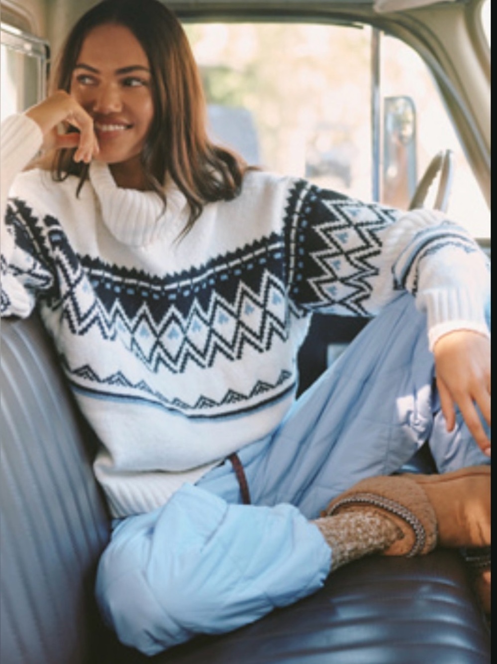 Daily Practice Anthropologie oversized fair isle turtleneck sweater sz XL cozy